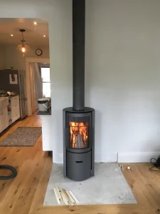 A Stuv 30 recently installed into a cozy home by Classic Fireplace